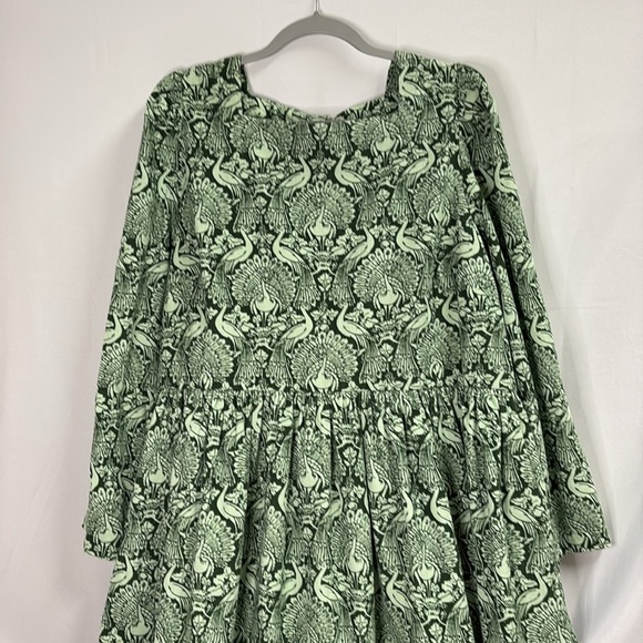 Laura Ashley x Joanie Vanora Peacock Damask Corduroy Midi Dress Green Size 12 - Picture 3 of 7
